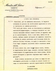 Ordinanza arresto ebrei 30 novembre 1943