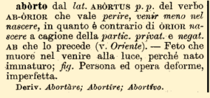 etimologia aborto