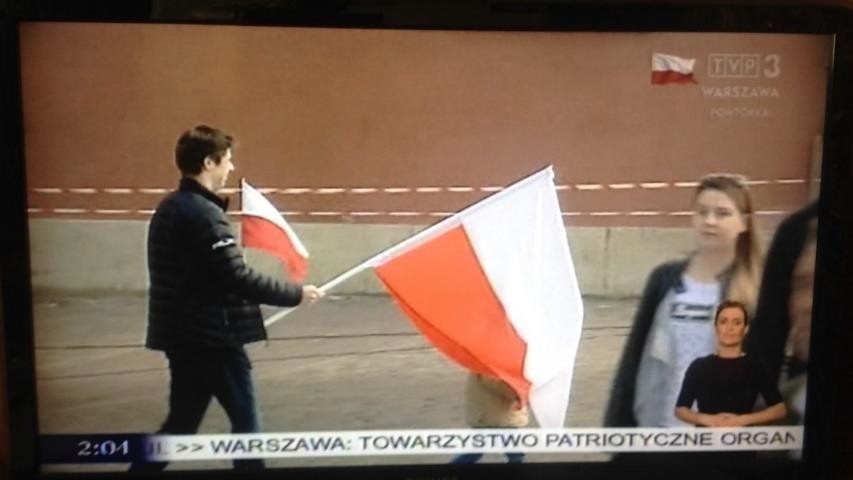 Fig. 4. Frozen frame from the news on TVP3, the celebration of the Flag Day is reported.