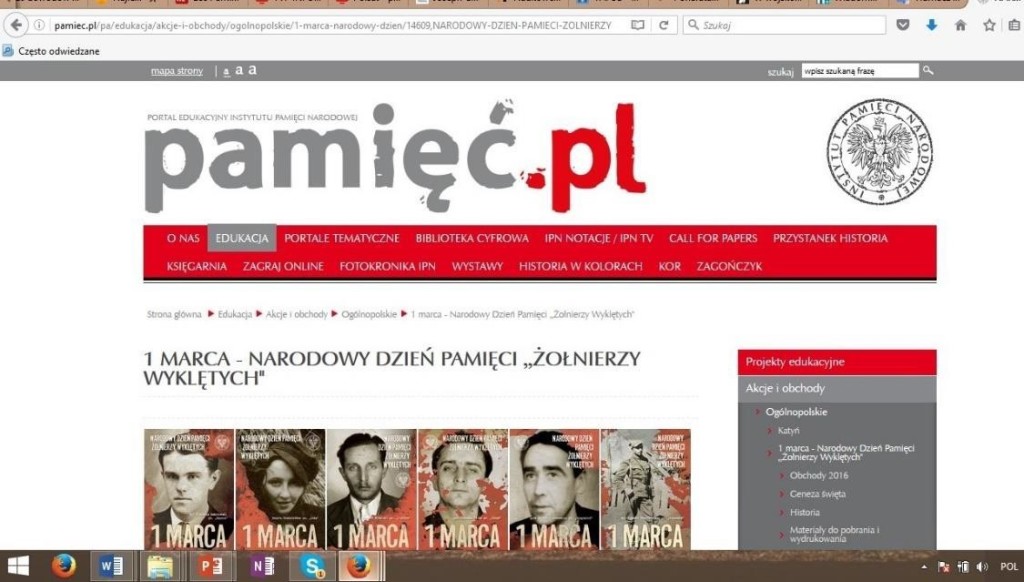 Fig. 1. The print screen from official site of the Institute of National Remembrance (IPN) for March 1 celebration[8].