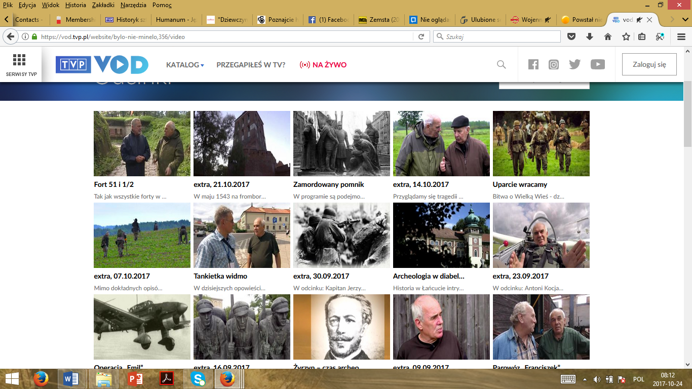 A print screen with the list of episodes from the homepage of Było, nie minęło… Kronika Zwiadowców Historii