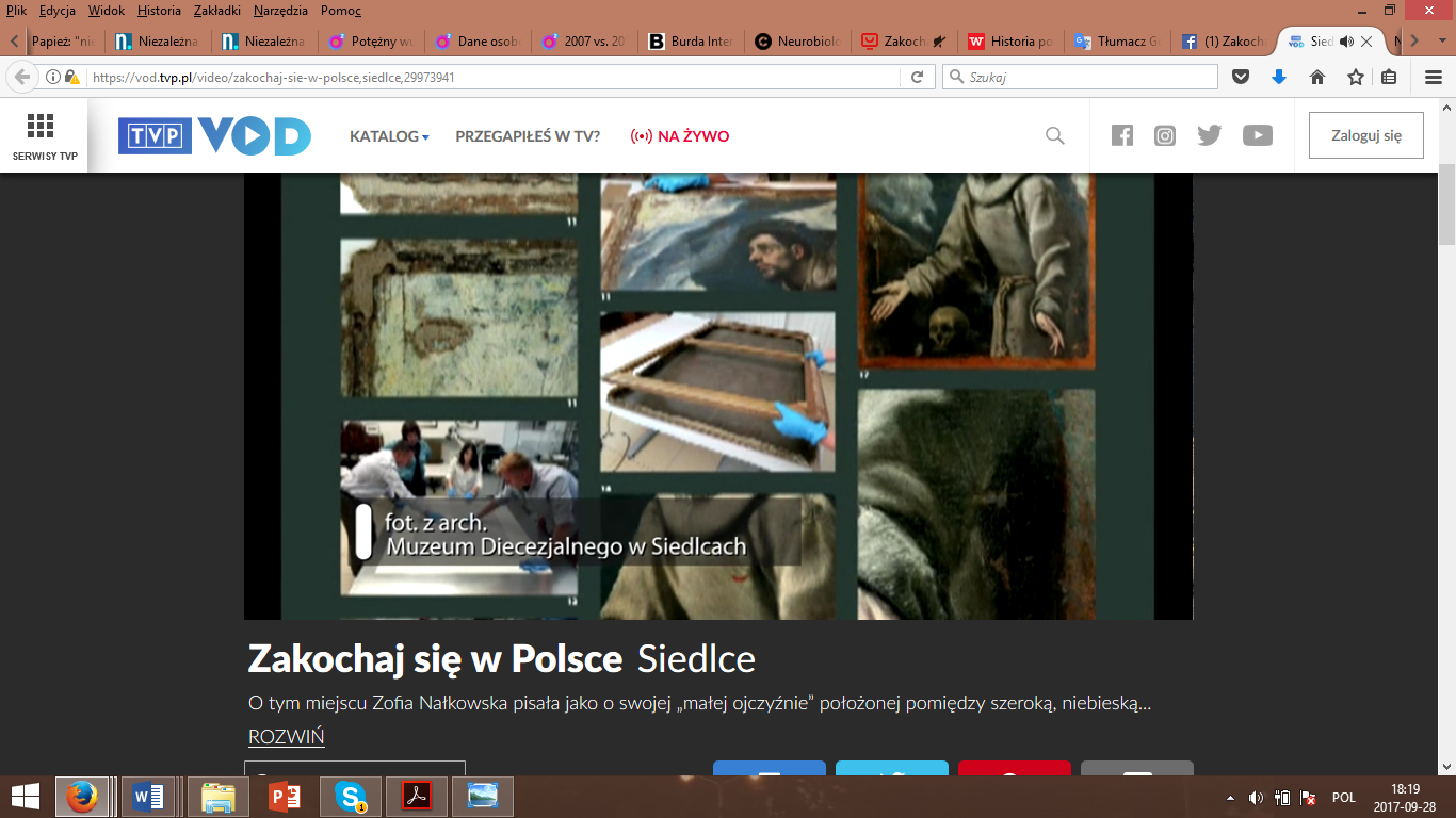 A print screen of the Siedlce episode of Zakochaj się w Polsce series broadcast by VOD.