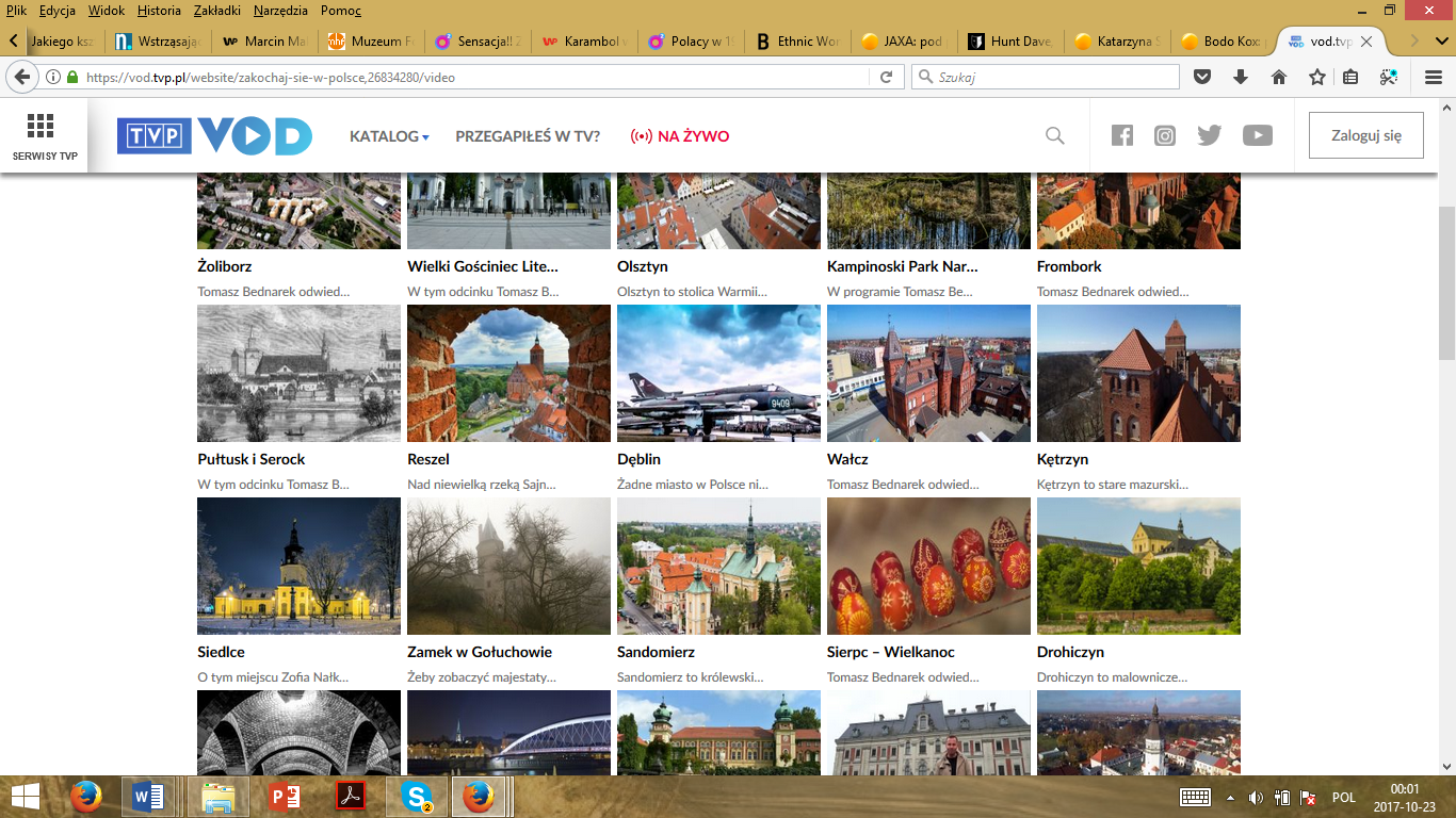 Print screen from the homepage of television series Zakochaj się w Polsce.