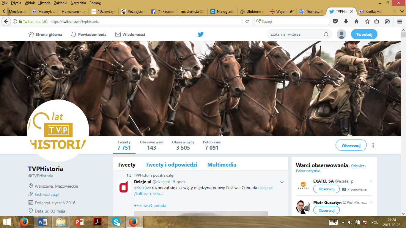 A print screen of TVP Historia on Twitter.